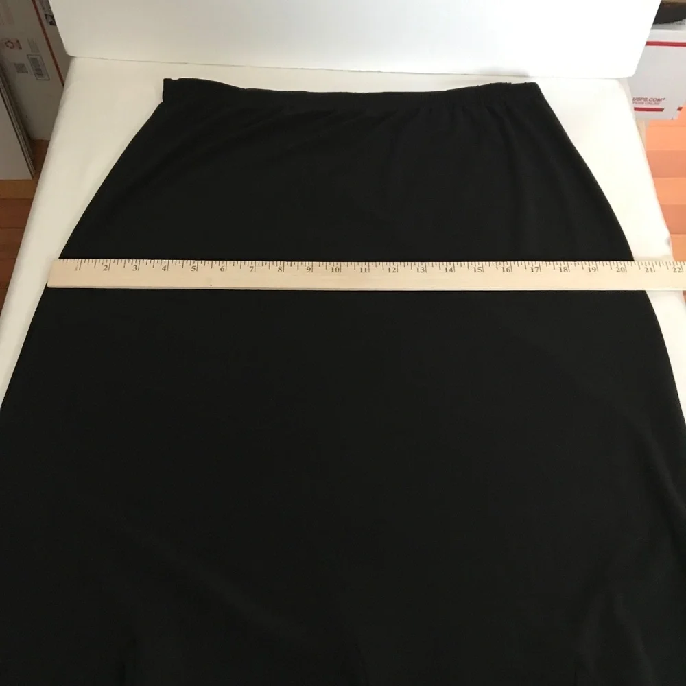 SUSAN LAWRENCE Black Midi Skirt Flounce Ruffle Women’s Size XL